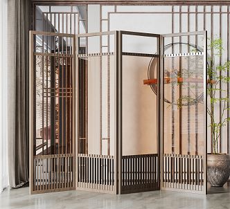 New Chinese Style Screen Partition 3d model