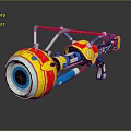 Colorful Futuristic Sci Fi Weapon With Circular Front And Metal Frame 3d model