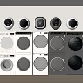 Various White And Black Washing Machines With Modern Design And Multiple Models 3d model