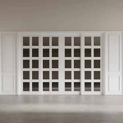 Modern Sliding Doors With Glass Panels And White Frame For Home Interior Design 3d model