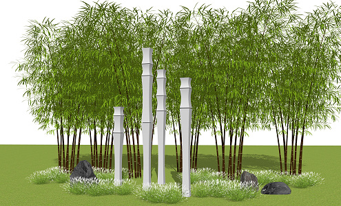 Modern bamboo landscape bamboo sculpture sketch 3d model