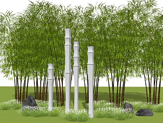 Modern bamboo landscape bamboo sculpture sketch 3d model