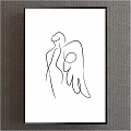 Minimalist Line Art Of Embracing Figures In Black And White Framed Wall Decor
