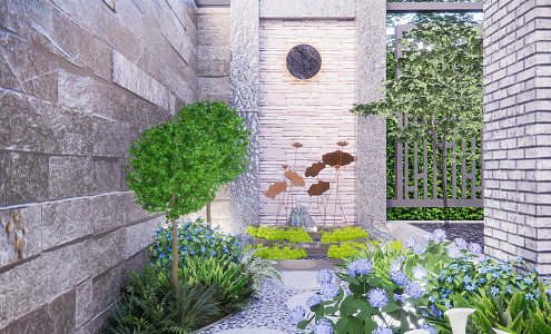 Modern Garden Flower Mirror Garden 3d model