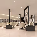 Modern Stylish Beauty Hair Salon Interior With Mirrors White Black Chairs And Bright Lighting