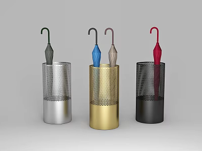 Colorful Metal Mesh Pen Holders With Assorted Umbrella Colors For Home 3d model