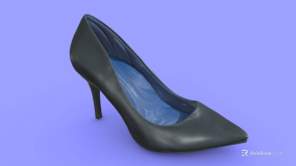 Women's Black High Heels with Pointed Toe and Stiletto Heel Elegant Formal Footwear Design 3d model 