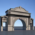 European-style gate, gate, school gate, sentry box 3d model