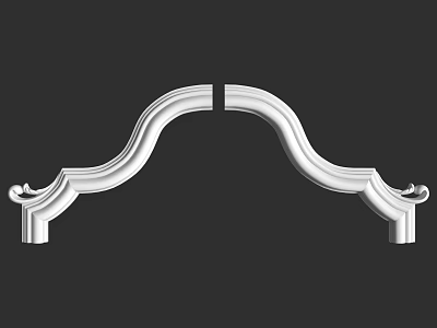 White Symmetrical Curved Corner Molding With Ornamental Ends And Elegant Design 3d model