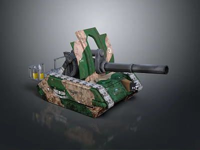 Green Camouflage Military Tank With Armored Body Large Cannon And Tracked Design 3d model