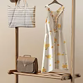 Wooden Clothes Racks With Various Clothes Hats Bags And Towels