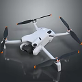 White Drone With Four Propellers Orange Accents Built In Camera And Modern Design