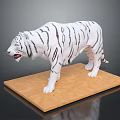 White Tiger Decorative Model Display On Wooden Base For Home Decor Purpose 3d model