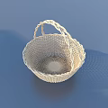 Wicker Storage Basket With Red Pink Patterned Fabric And White Handles 3d model