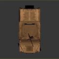 Rustic Brown Military Style Utility Vehicle Featuring Roof Mounted Gear And Large Wheels