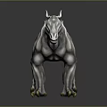 Game and Movie Character Mythical Creature With White Scaly Skin Horned Head And Sharp Claws