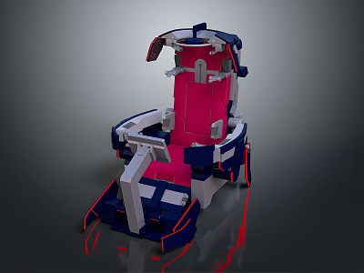Modern Mechanical Device With Blue Pink Structure And Support Frame Design 3d model
