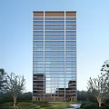High Rise Modern Residential Building with Glass Facade and Green Surroundings