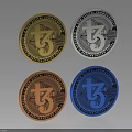 Four Colored Metallic Coin Shaped Jewelry Pendants With Engraved Symbol Design