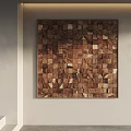 Wooden Patchwork Wall Art With Geometric Design On Light Background 3d model