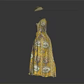 Elegant Vintage Yellow Long Dress With Floral Patterns And Hat