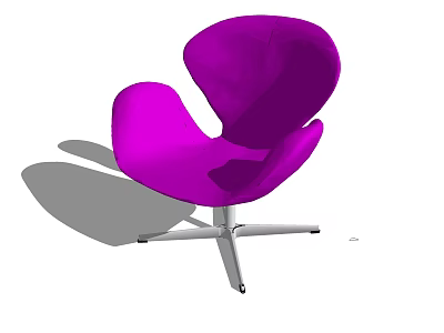Modern Purple Office Chair With Curved Backrest And Silver Metal Base 3d model