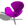 Modern Purple Office Chair With Curved Backrest And Silver Metal Base