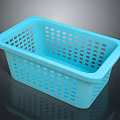 Blue Plastic Storage Basket With Perforated Grid Design For Household Organization