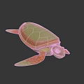 Vibrant Colored Sea Turtle Figurine As Marine Creature With Green Shell And Orange Flippers