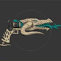 Fantasy Dragon Shaped Weapon With Golden Body Green Flame Tongue And Intricate Scales Design