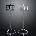 Adjustable Black And Silver Music Stands With Sturdy Metal Frame And Tripod Base