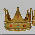 Golden Crown Jewelry With Red And Blue Gemstones And Decorative Edges
