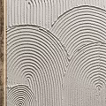 Two Piece Abstract Painting With Wavy Line Texture In Light Tone And Metallic Frame
