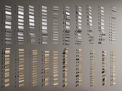 Various Styles Gypsum Moldings in Silver and Gold Colors Neatly Arranged 3d model