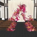 Floral Installation With Pink Red Yellow Flowers Hanging Arrangements And Transparent Structures