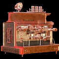 Vintage Mechanical Kitchen Appliance Hermodus Coffee Machine with Brass Pipes Knobs and Riveted Base Design 3d model