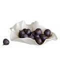 Fresh Purple Figs Arranged in White Shell Shaped Bowl on White Background