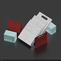 Reusable Shopping Bags In Red White Light Blue Stacked With Various Sizes Styles