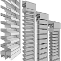 Wooden Slat Screens With Different Colored Wood Panels And Metal Frames 3d model