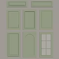 Light Green Wardrobe Doors With Various Panel And Glass Insert Design Styles