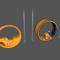 Orange Ring Shaped Playground Equipment with Kids Interactive Structures and Pillars 3d model