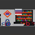 Vibrant Cartoon Scene Setup With Colorful Bookshelf And Playful Furniture And Decorative Toys
