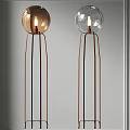 Modern Interior Design Featuring Glass Shade Floor Lamps With Copper Stand 3d model