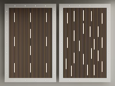 Modern Ceiling Design With Symmetrical Vertical Slats And Decorative Framing 3d model