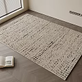 Light Beige Square Rug With Woven Texture On Wooden Floor Near Open Book And Window