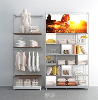 Modern shelf clothing wall display 3d model