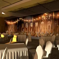 HLA Store Entrance Display With Golden Curtains String Lights And Plant Decorations
