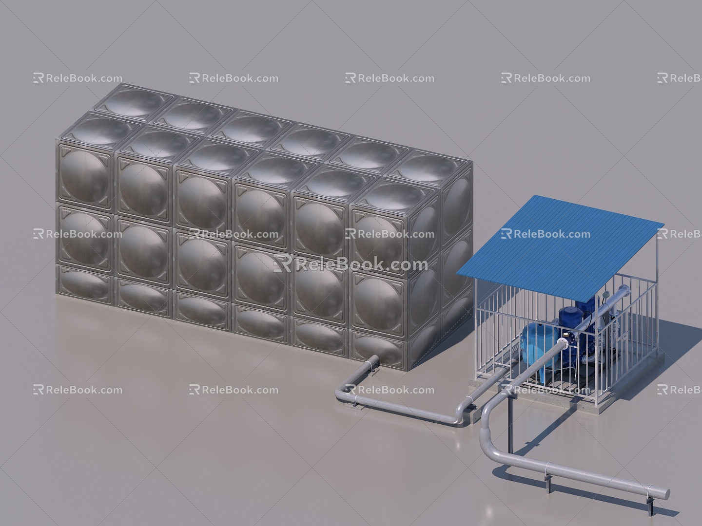 Circulating water tank Circulating pump Water tank Circulating water system 3d model