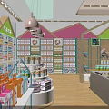 Vibrant Specialty Store Interior With Shelves Stocked Full Of Products And Decorative Pendant Lights