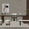 Tea table and chair combination 3d model